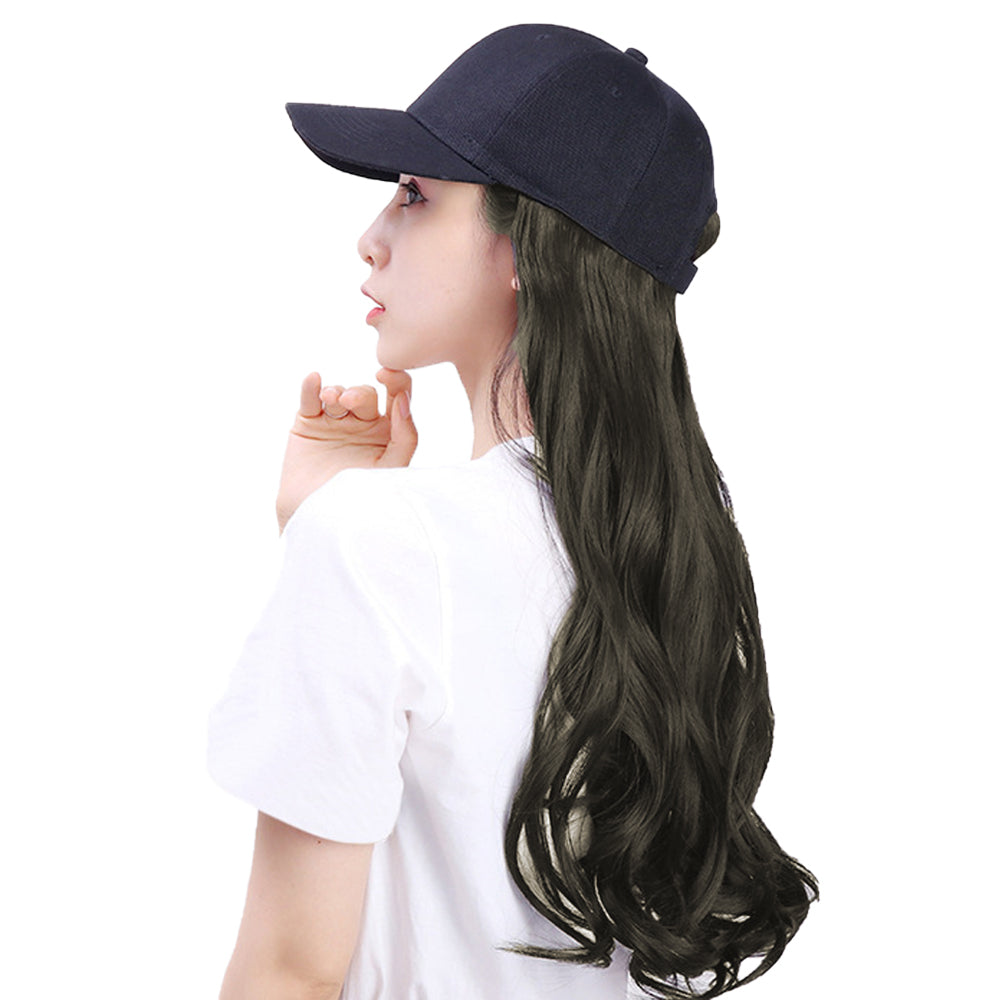 Fashion Adjustable Long Curly Wavy Wig Baseball Hat For Women