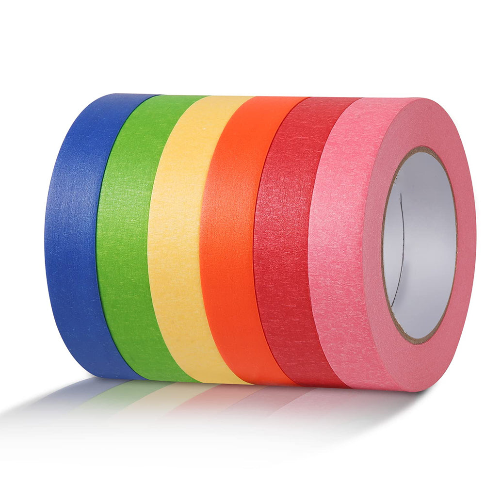 6 Pack Colored Masking Tape 25mm x 20m Colorful Craft Tape for DIY Art
