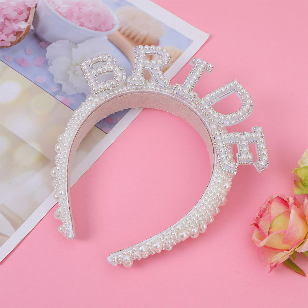 Bride Accessory Set with Veil Sash and Headband for Bachelorette Party Bridal Shower