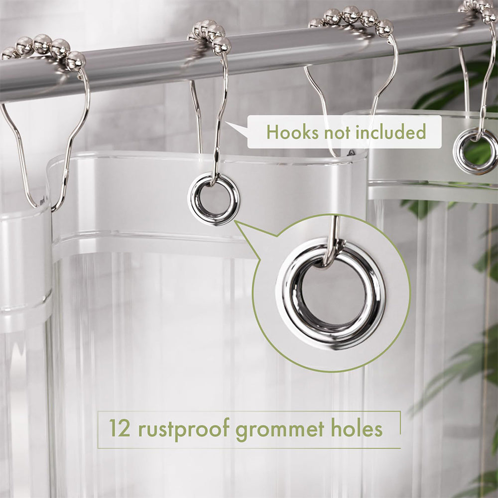 PEVA Waterproof Plastic Bathroom Shower Curtain with Rust Proof Grommets Clear