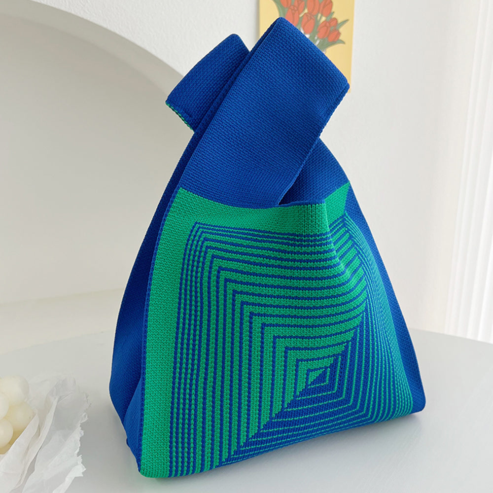 2Pcs Cute Knitted Wrist Bag-Blue Line