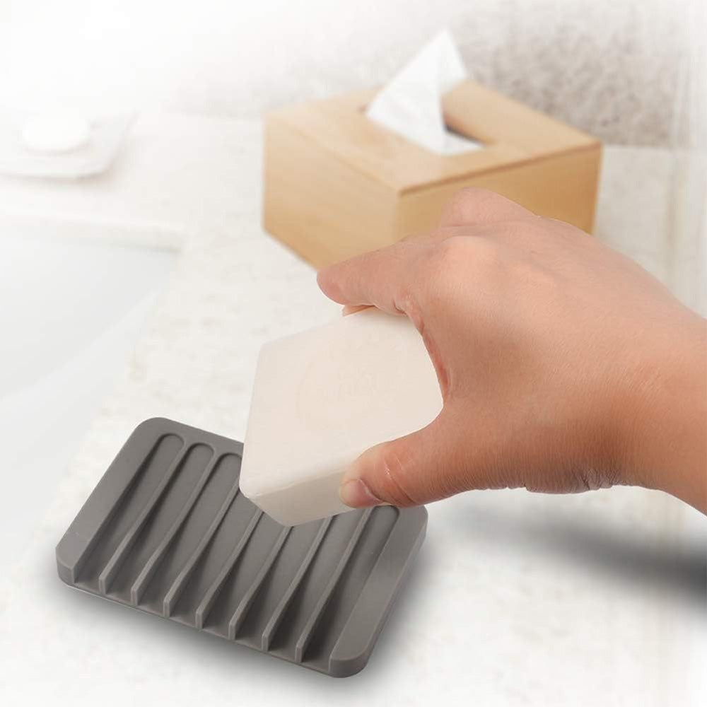 3Pcs Self Draining Soap Dishes Silicone Soap Saver Waterfall Drainer Soap Holder