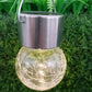6 Pack Decorative Hanging Solar Garden Lights Cracked Glass Ball Lanterns for Yard Patio Fence Tree Umbrella