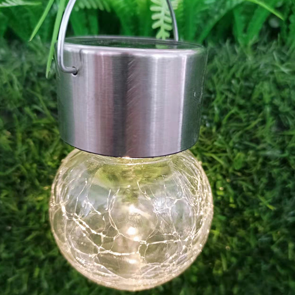 6 Pack Decorative Hanging Solar Garden Lights Cracked Glass Ball Lanterns for Yard Patio Fence Tree Umbrella
