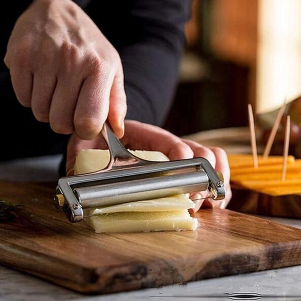 2Pcs Adjustable Thickness Cheese Slicer with 2 Replacement Stainless Steel Cutting Wires