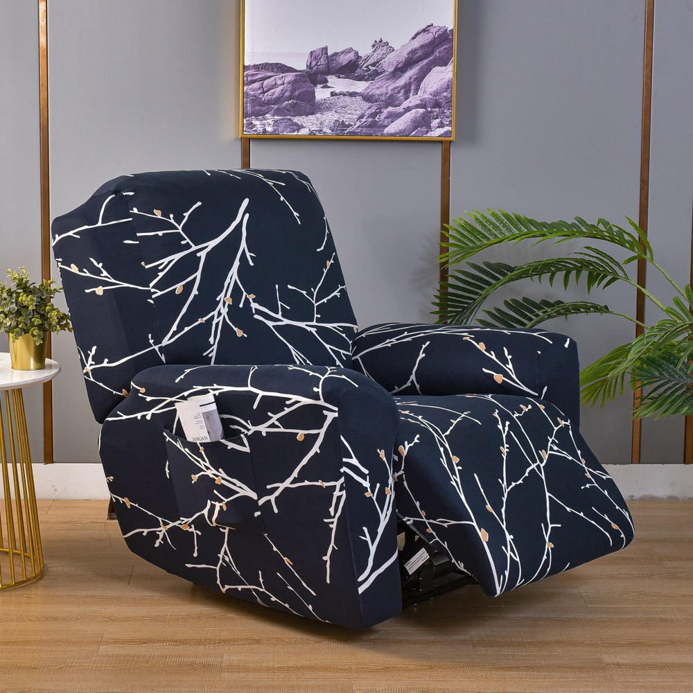 4 Pieces Set Printed Recliner Chair Cover