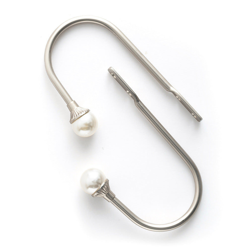2Pcs U Shape Pearl Curtain Holdback Hooks with Screws