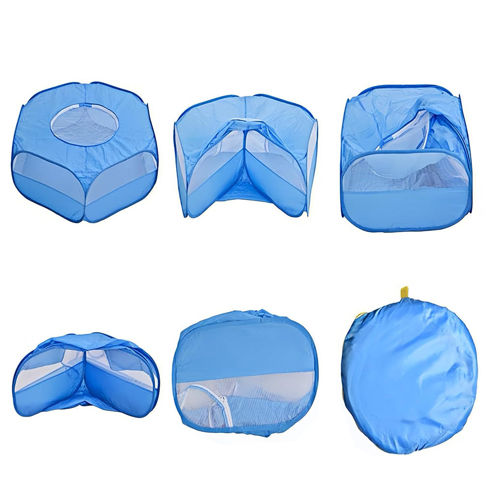 Portable Pop Up Small Animal Playpen with Clear Panels and Top Cover