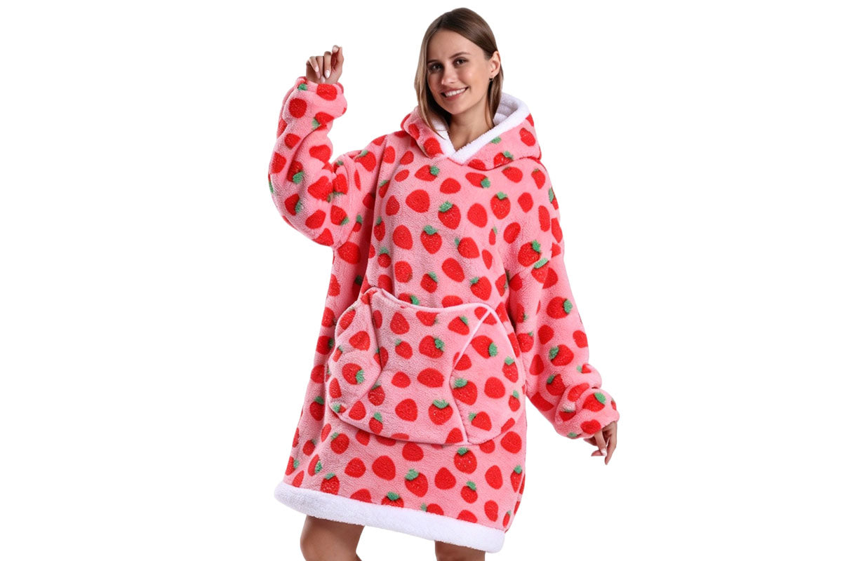 Wearable Blanket Hoodie Oversized Plush Fleece Hooded Blanket