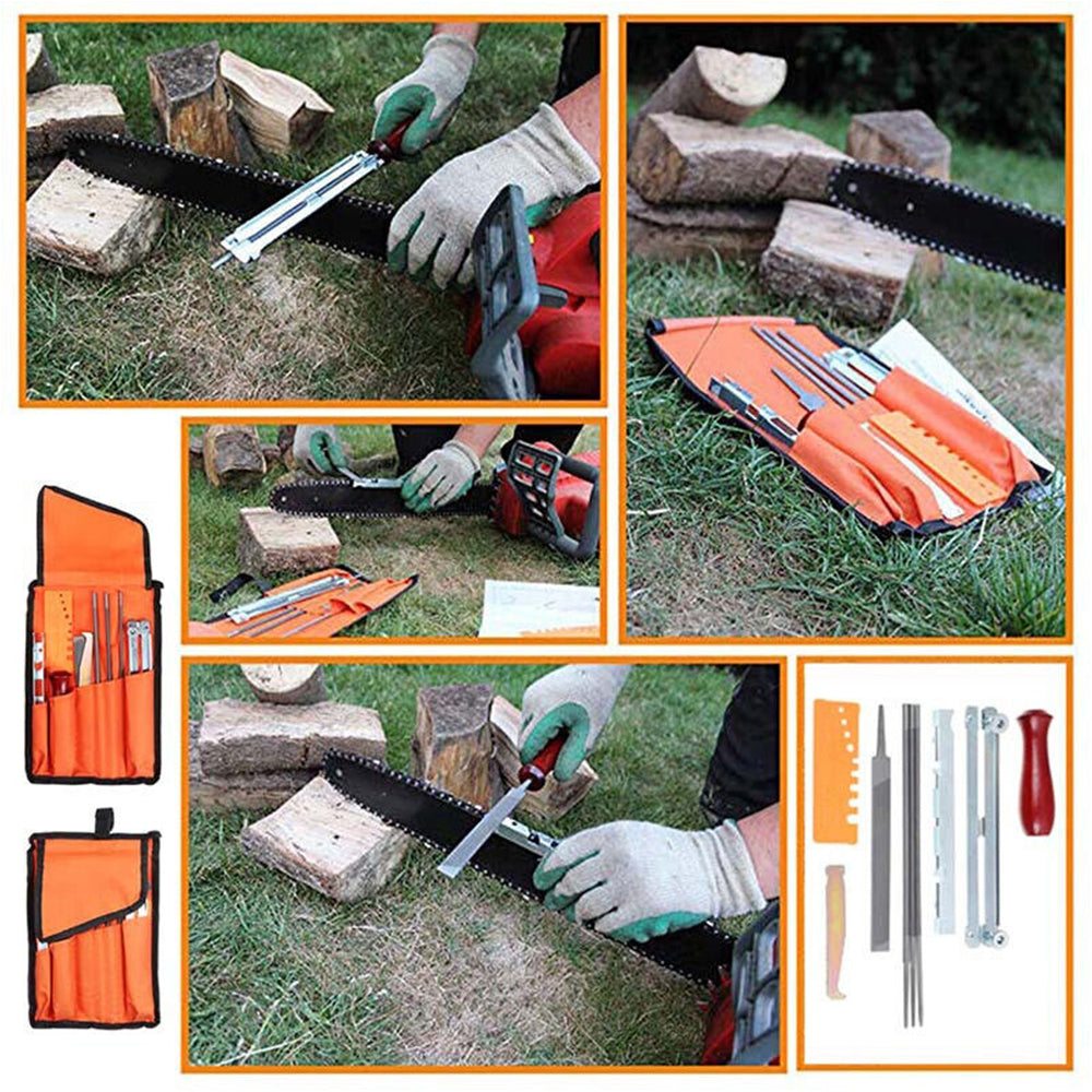 9Pcs Files Filing Tool with A Storage Chain Sharpener for Sharpen Saw File Set