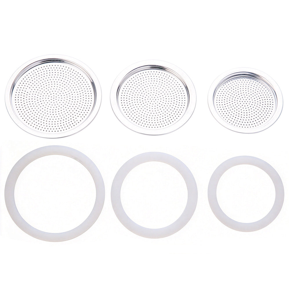 Moka Pot Replacement Silicone Gasket and Aluminium Filter Set
