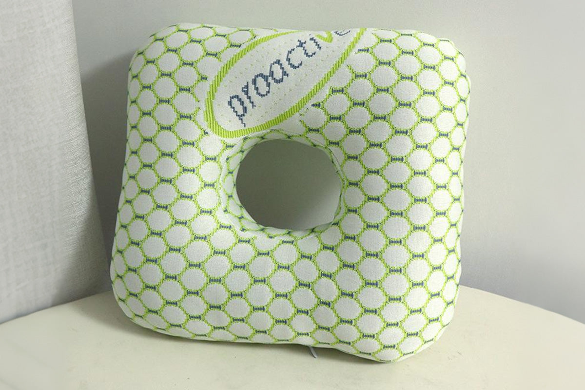 Square Ear Piercing Pillow for Side Sleepers with Central Ear Hole