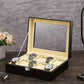 6/10/12 Grids PU Leather Watch Box Organizer Display Case with Lock