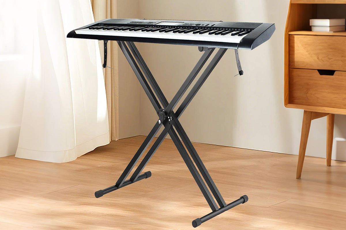 Folding Double Braced X Piano Keyboard Stand Adjustable Height Piano Stand