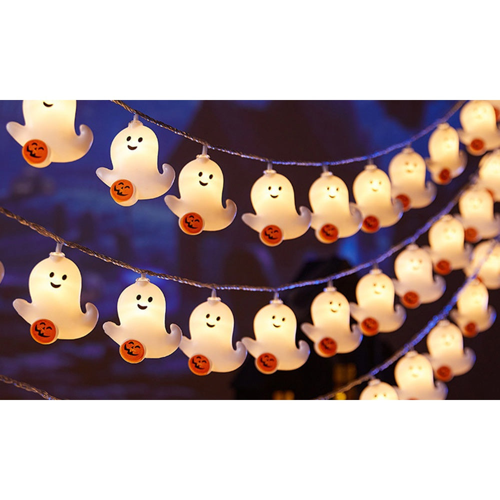 USB Halloween Ghost LED String Lights 4 Point 5m 30 Bulbs Decoration