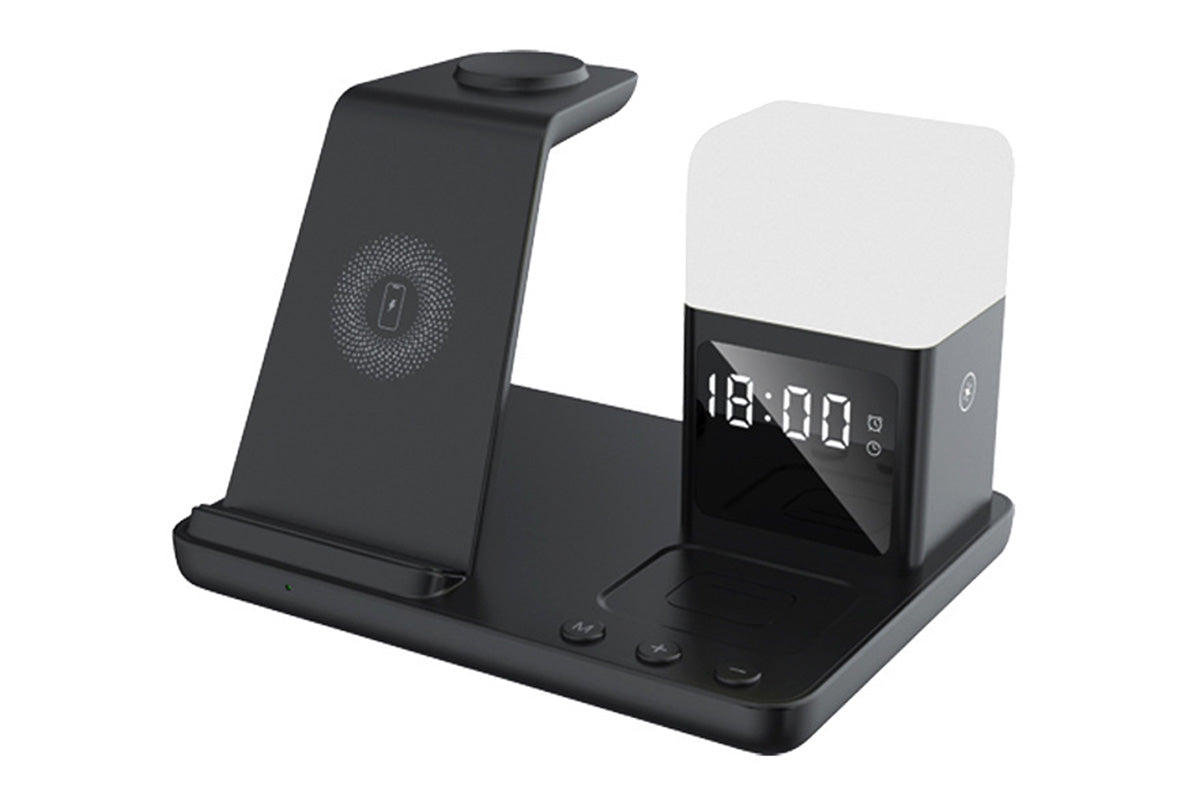 6 in 1 Charging Station with Alarm Clock Night Light for iPhone 16 15 Samsung S25 S24