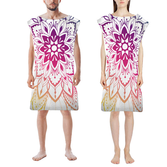74*110cm Hooded Poncho Bathrobe Mandala Changing Robe Towel Beach Bath Quick Dry