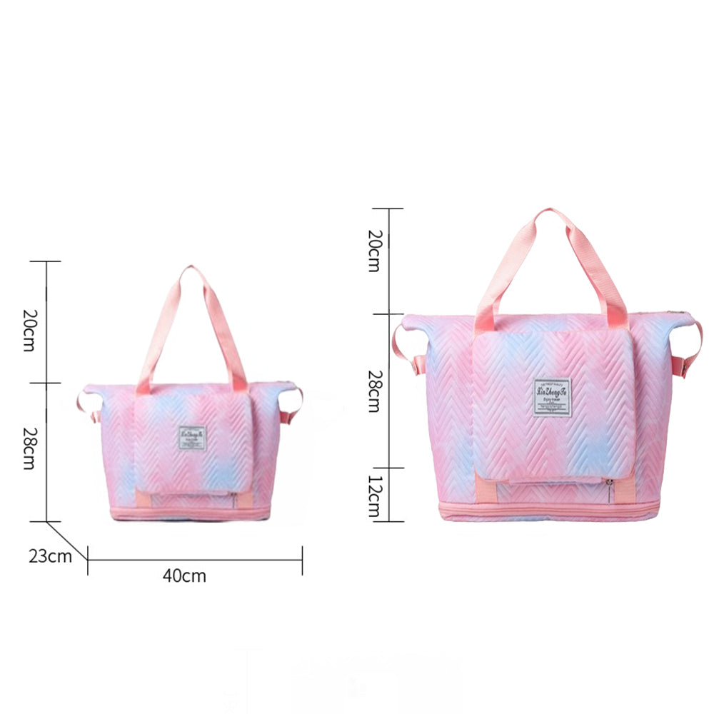 2Pcs Gradient Color Expandable Large-Capacity Travel Foldable Duffle Bag
