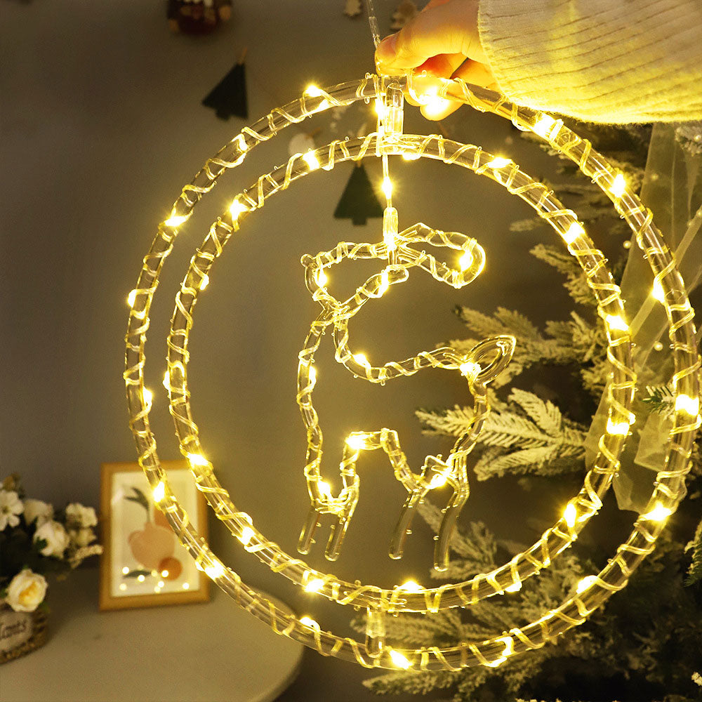 2Pcs Christmas LED Decoration Lights Battery Operated Double Ring LED String Christmas Decoration