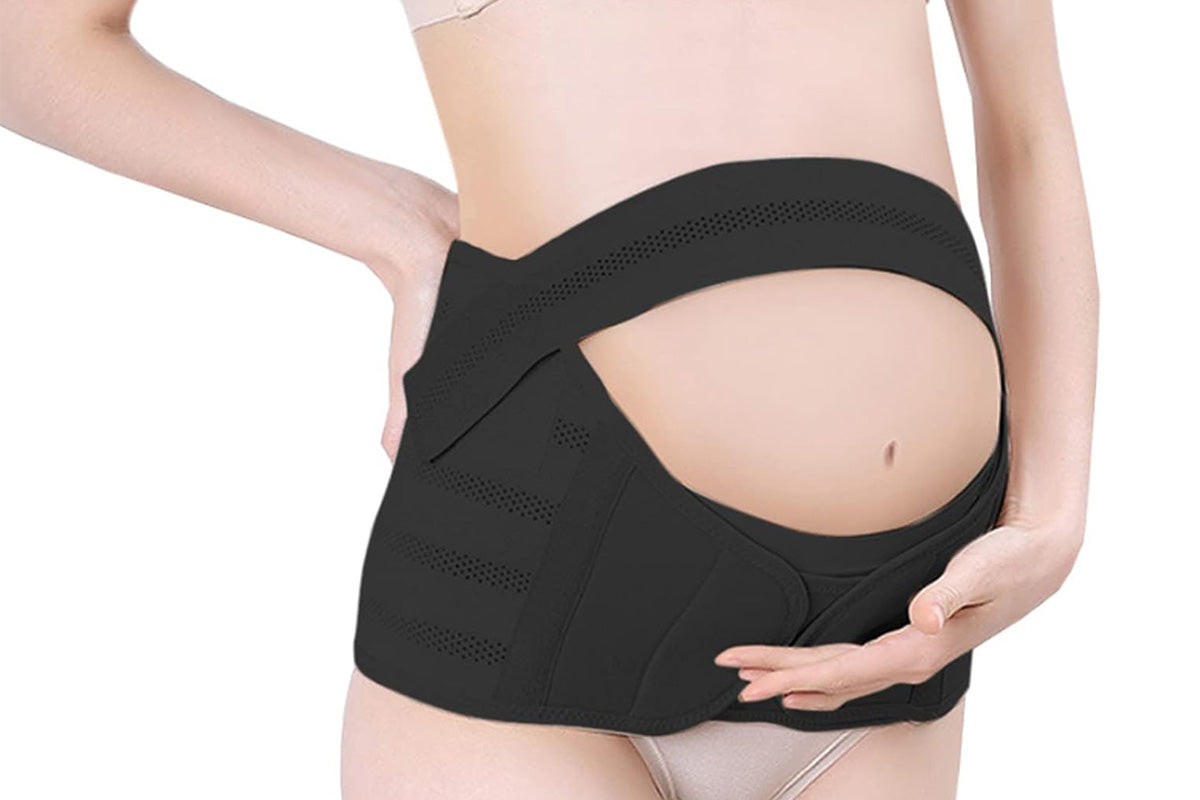 Maternity Belly Support Belt for Pregnancy with Adjustable Abdominal Support-Black