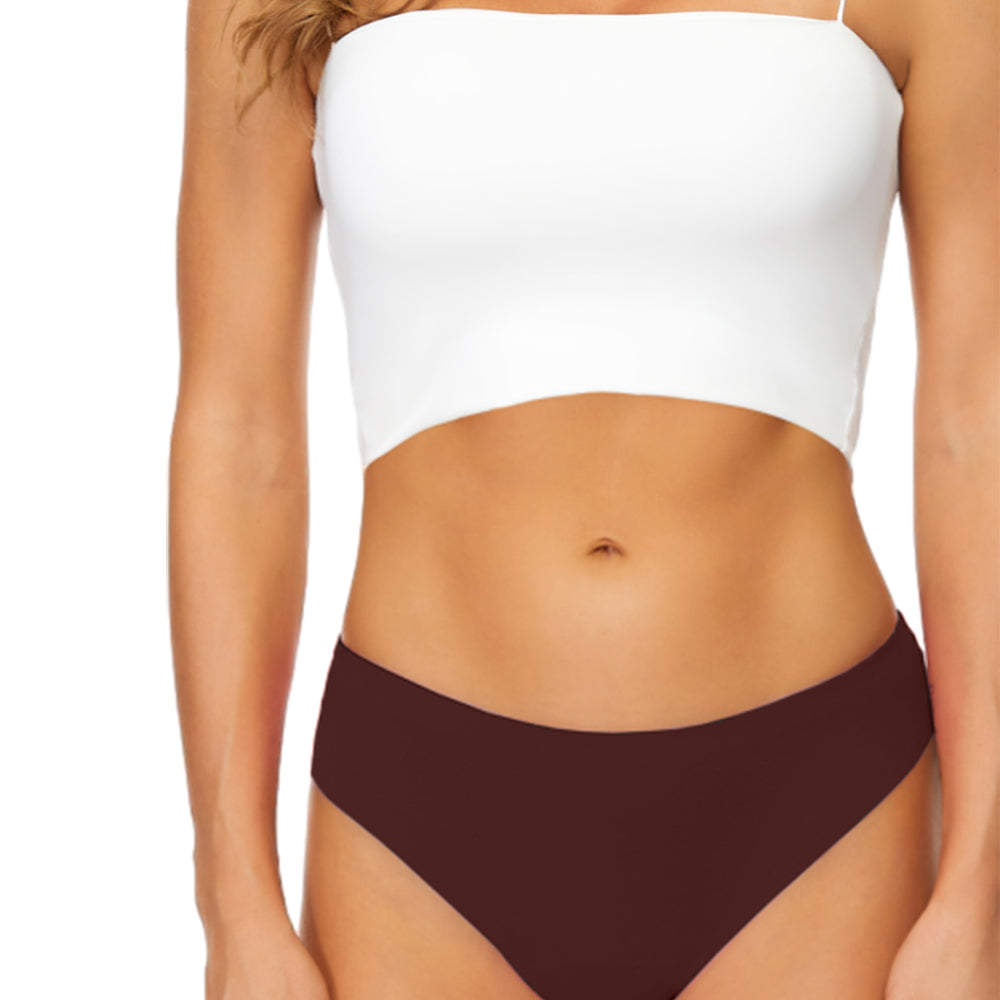 Period Swimwear Menstrual Leakproof Bikini Bottoms Low Waisted Swim Bottoms-Brown