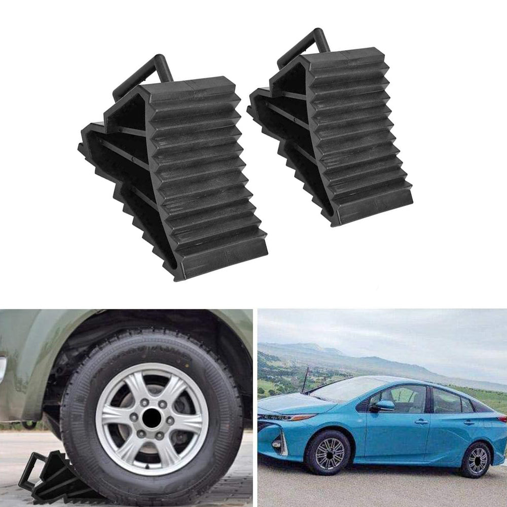 2 PCS Rubber Wheel Chocks Anti Slip Parking Wheel Chocks for Cars SUV Trucks