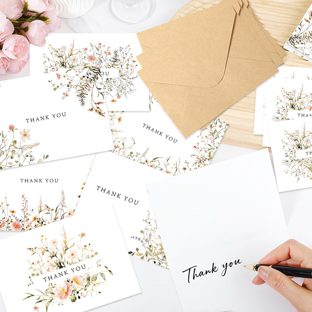 36 Pack Floral Thank You Cards Bulk with Kraft Envelopes Matching Stickers
