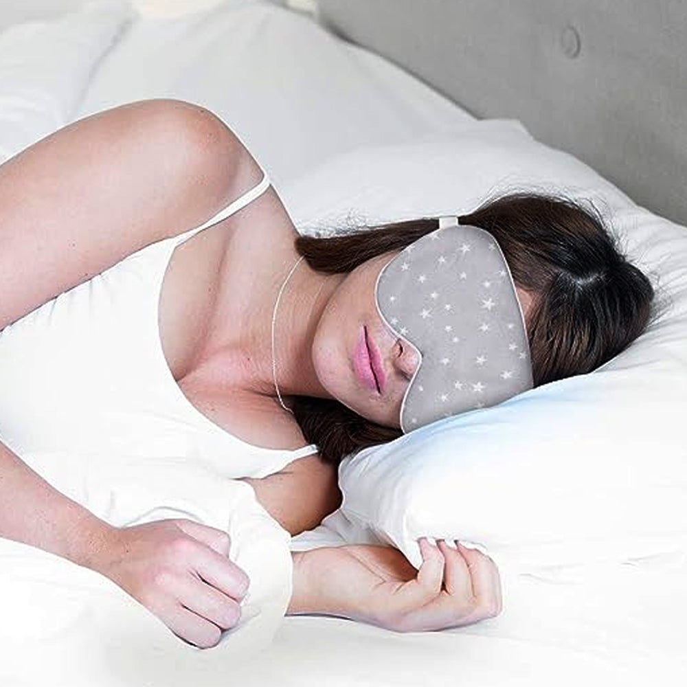 2Pcs Pure Mulberry Silk Travel Sleeping Mask with Adjustable Strap-Navy+Grey