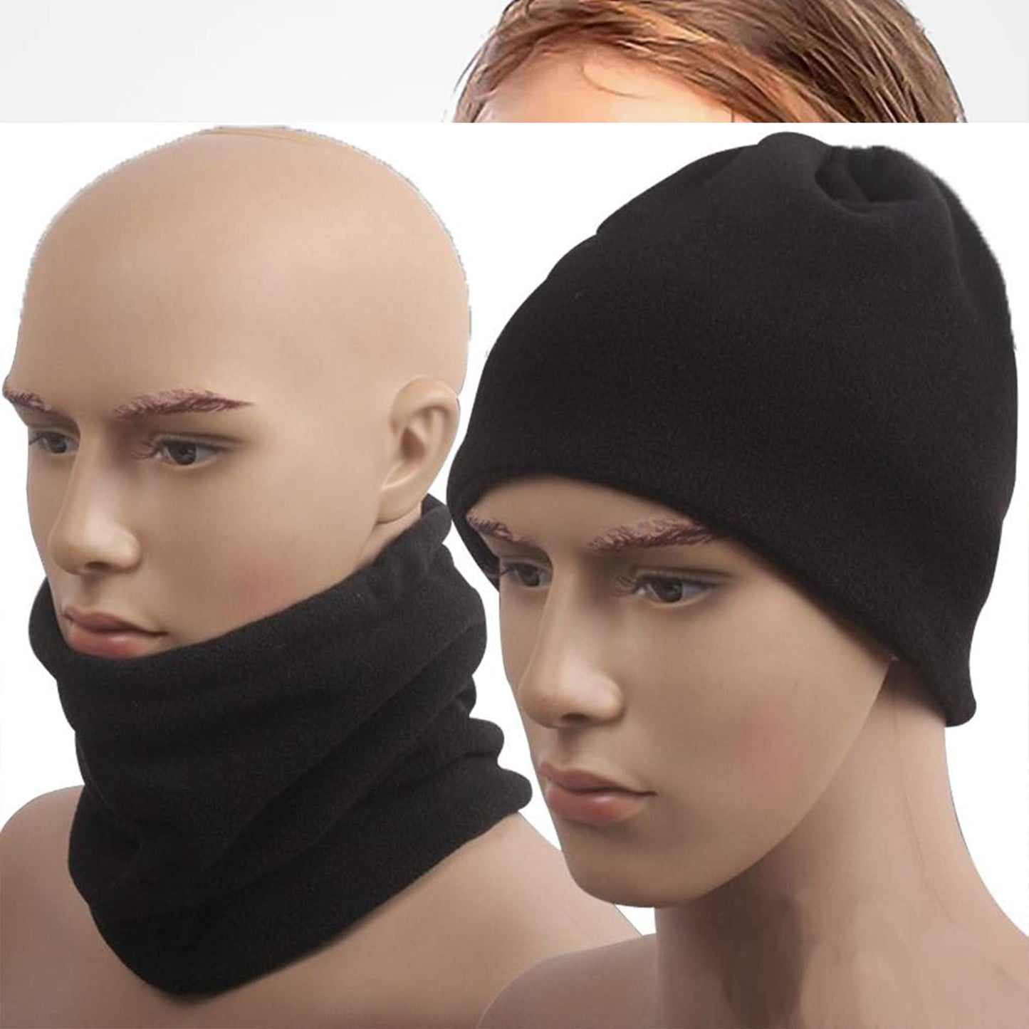 2Pcs Unisex Polar Fleece Neck Warmer 3 In 1 Multifunctional Scarf