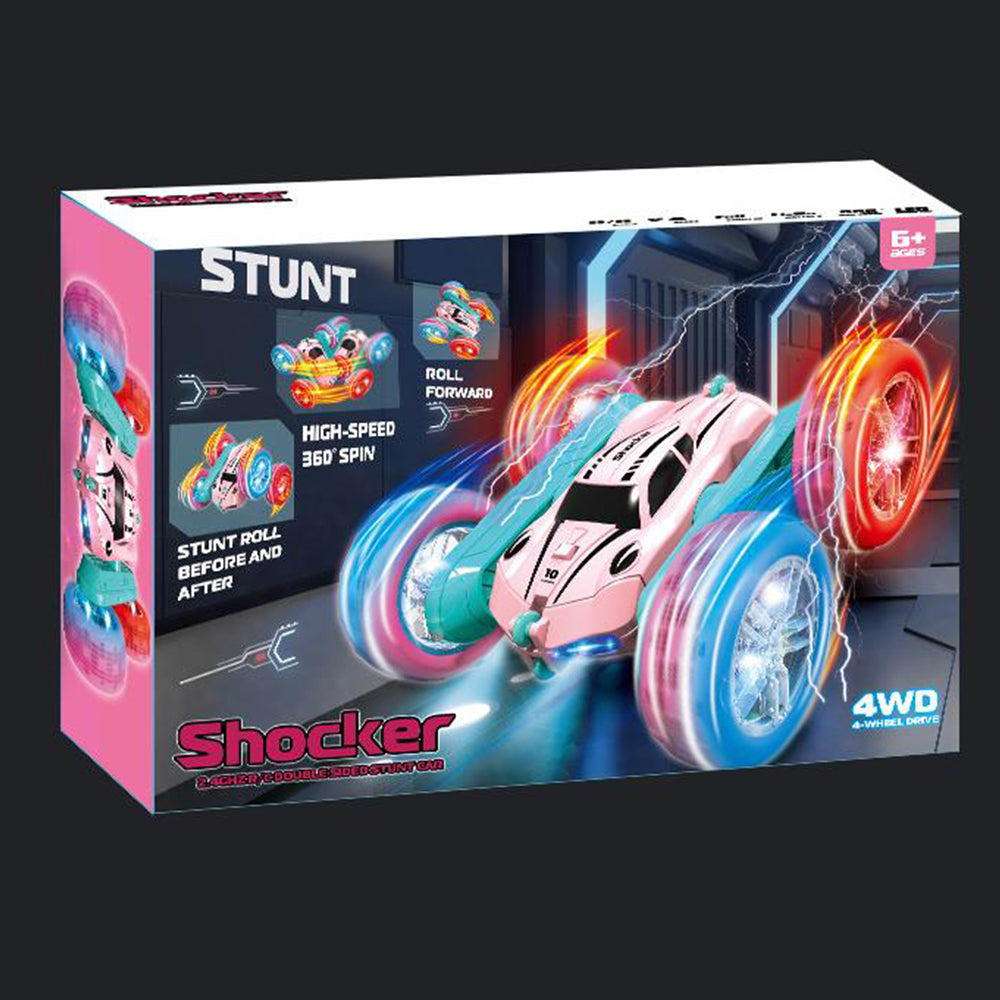 2.4 GHZ 4WD Double Sided RC Stunt Car 360 Degree Rotating Remote Control Crawler with Headlights