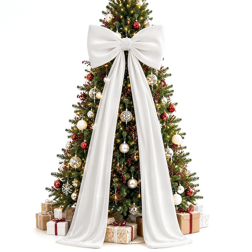 40x230cm Oversized Velvet Christmas Tree Bow with Long Streamers