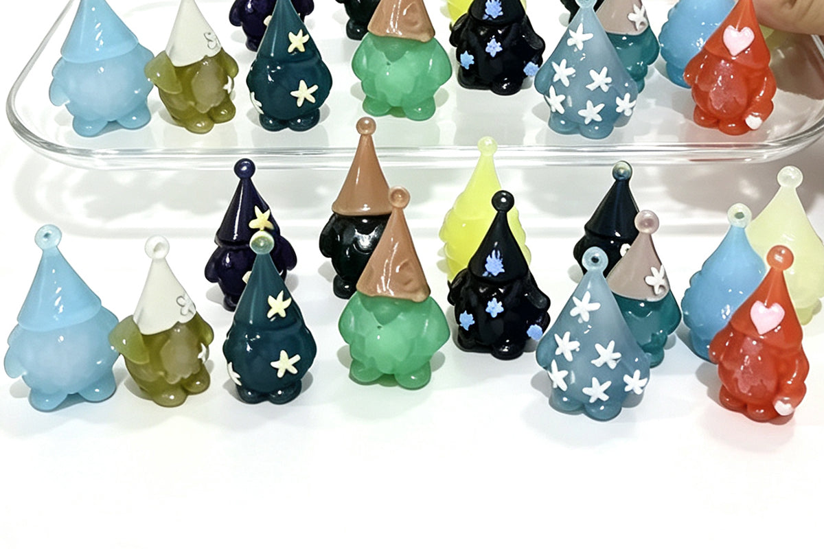 24 Days Christmas Advent Calendar Sea Glass Effect PVC Gnome Tree Decorations