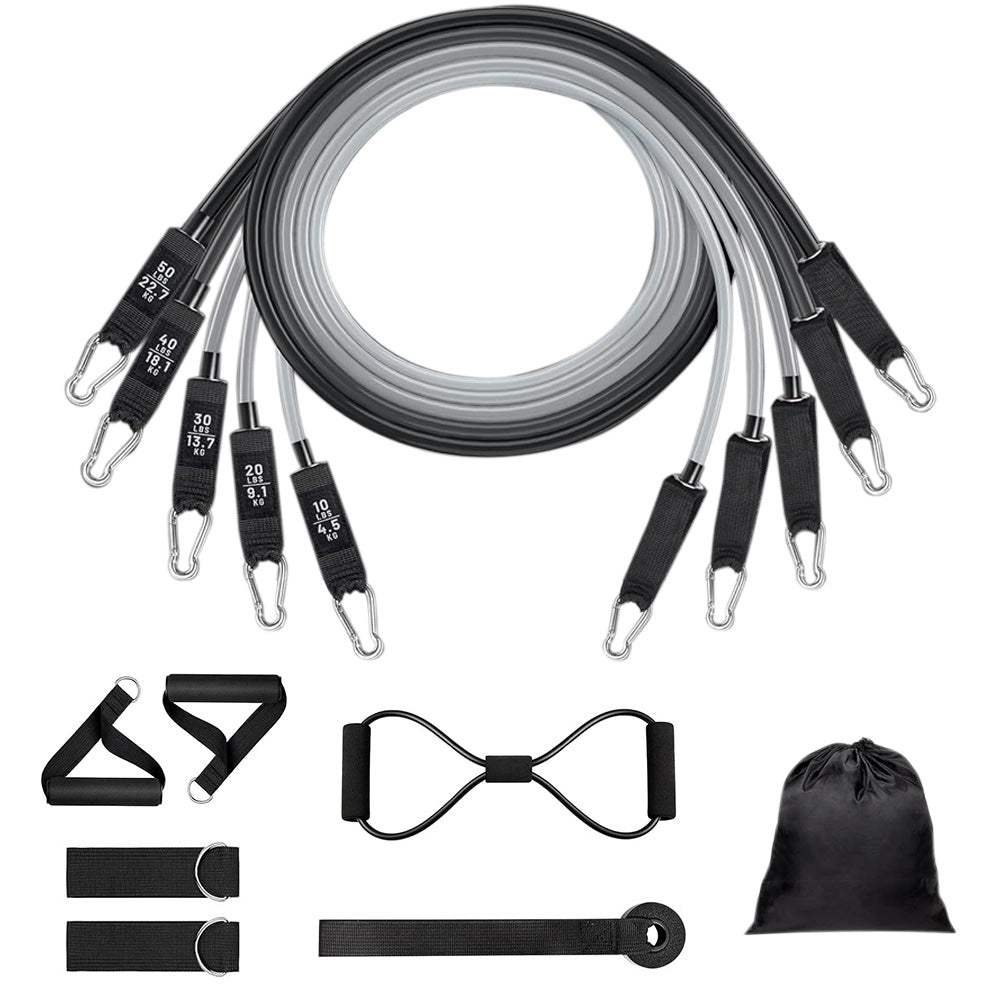 11Pcs Resistance Band Set Yoga Pilates Abs Exercise Fitness Tube Workout Bands