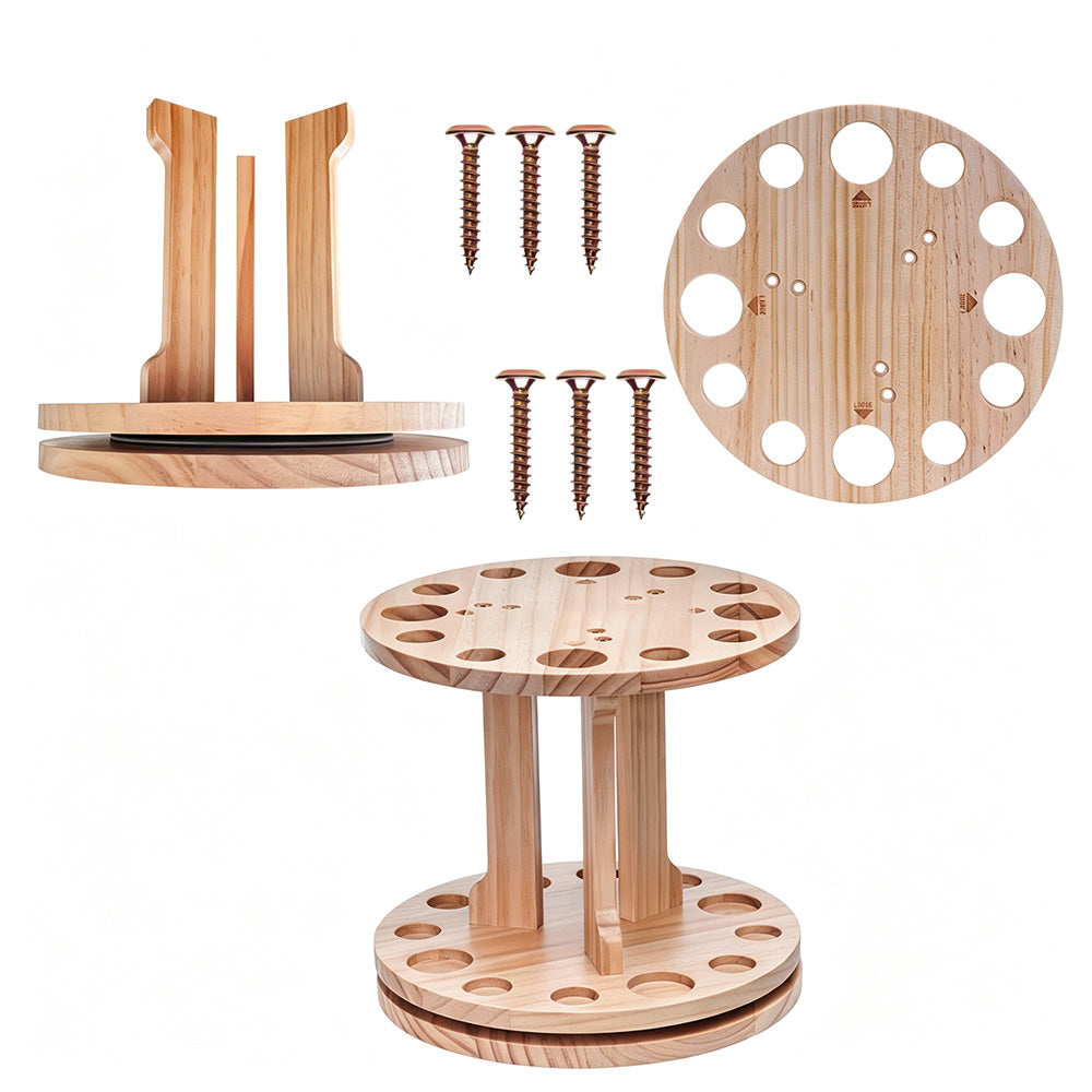 360 Degree Rotating Engineered Wood Floor Fishing Rod Rack Holds 12 Rods