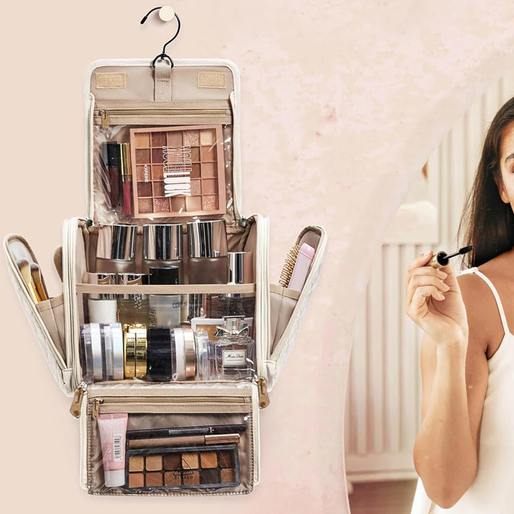 Travel Makeup Bag with Hanging Hook Large Capacity