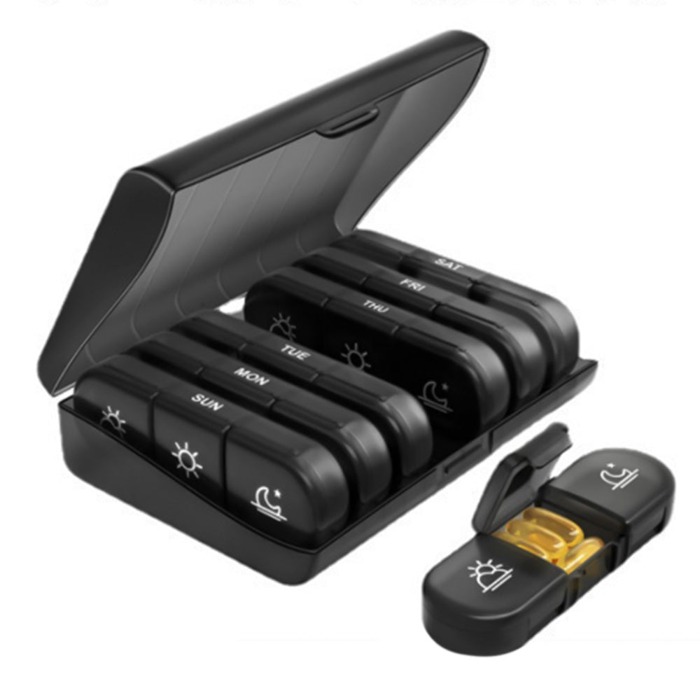 Weekly Pill Box Organizer 7 Days Tablet Storage Dispenser With One Side Large Openings