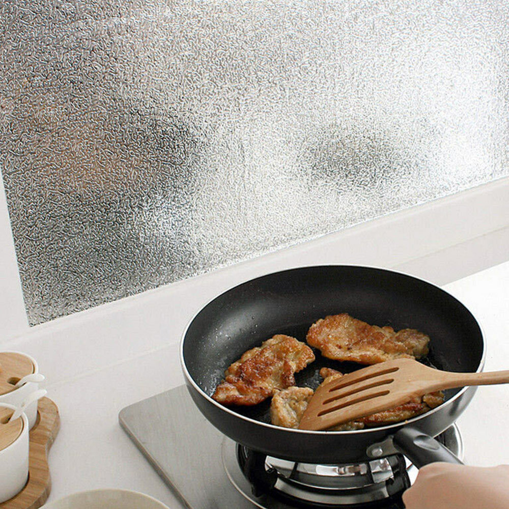 5m Self Adhesive PVC Aluminum Foil Kitchen Oil and Water Resistant Liner-Style 1
