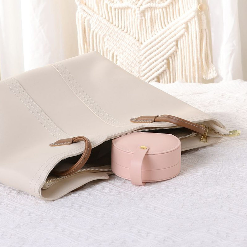 PU Leather Mini Travel Jewelry Storage Box for Earring Necklace