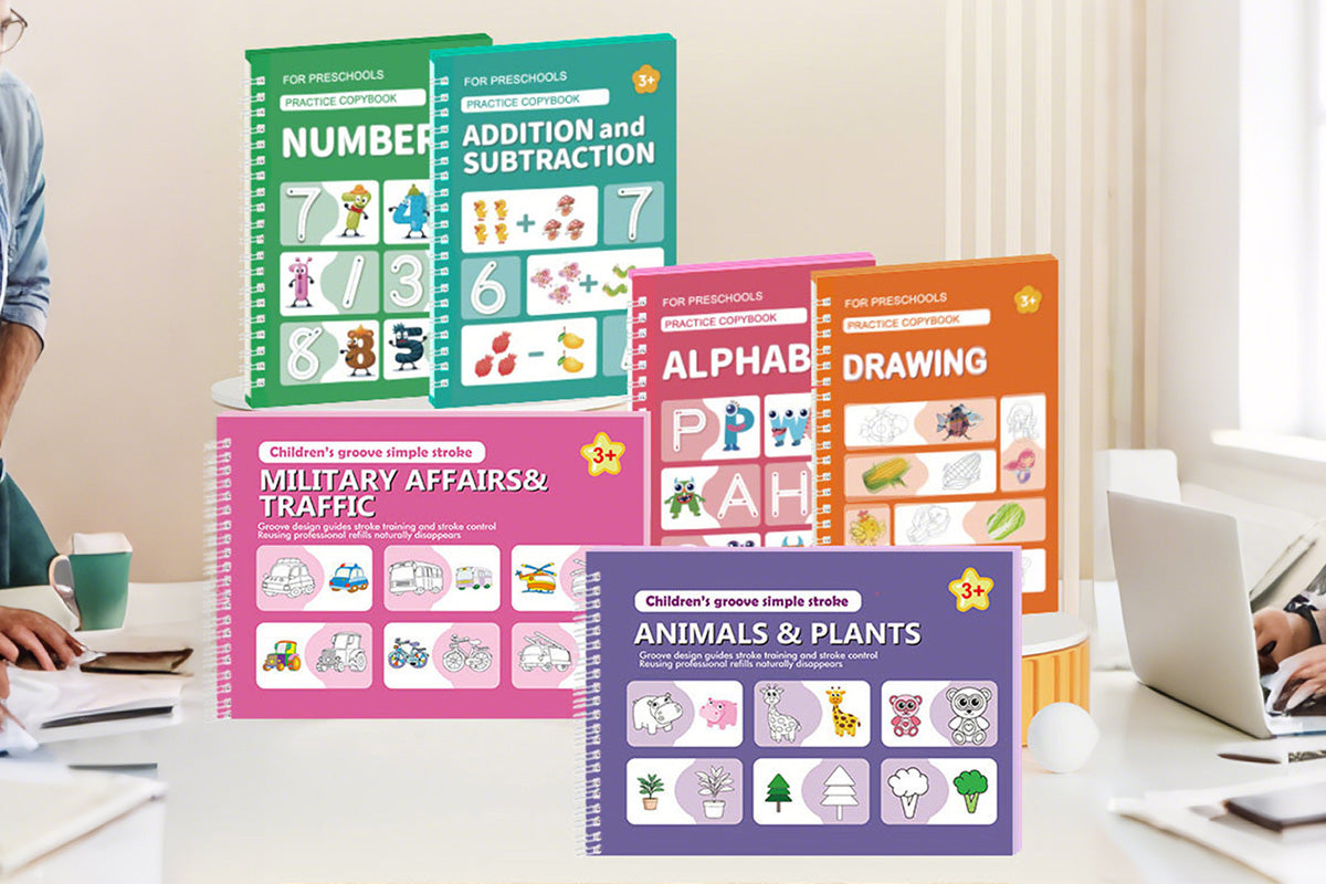 Magic Handwriting Practice Books With Pens Reusable Grooved Copybooks
