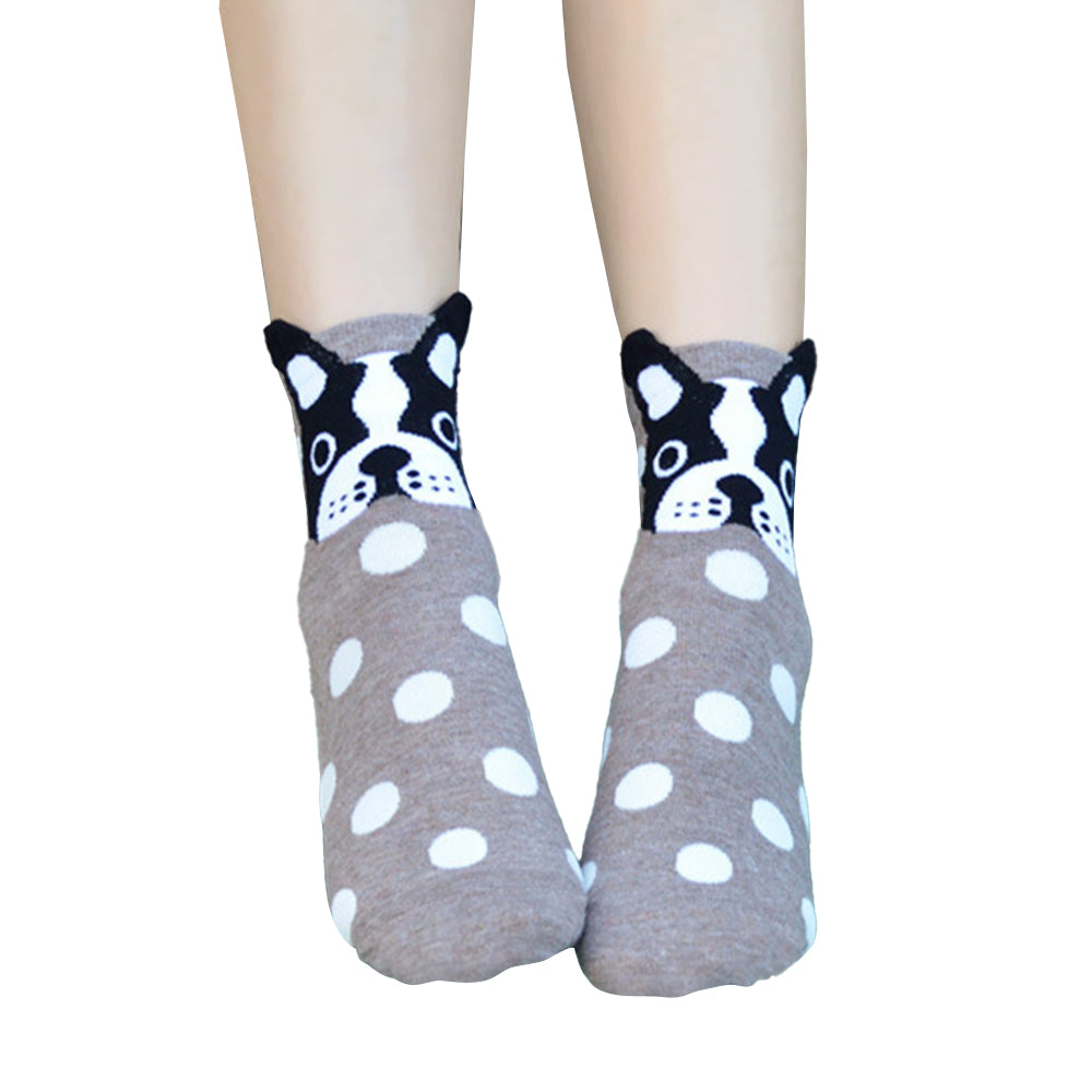 5 Pairs of Cotton Dog Patterns Socks