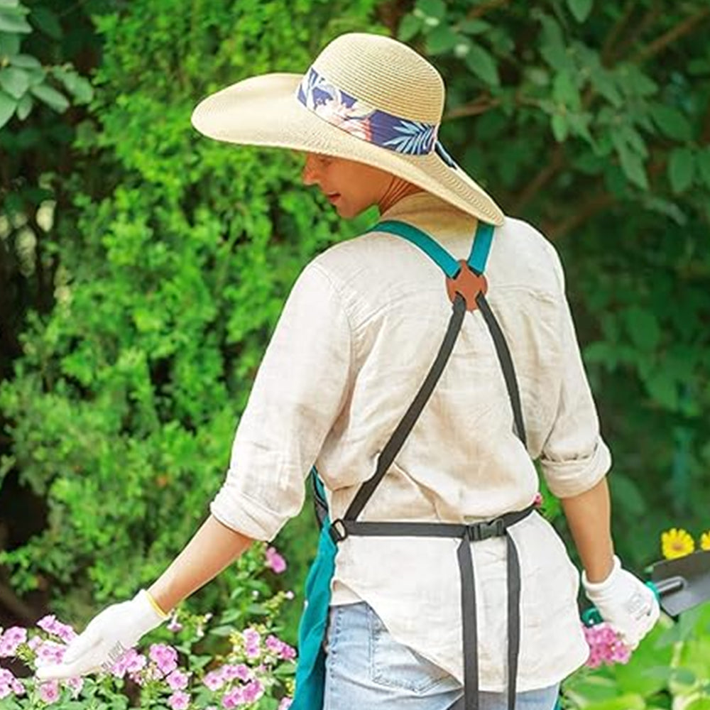 2Pcs Gardening Tool Adjustable Strap Canvas Apron with Harvest Storage Pockets