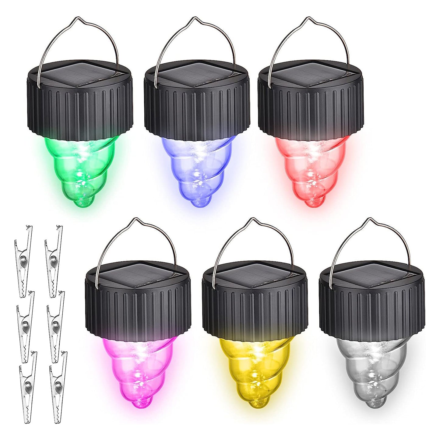 6Pcs Colorful Solar Hanging Outdoor Lantern