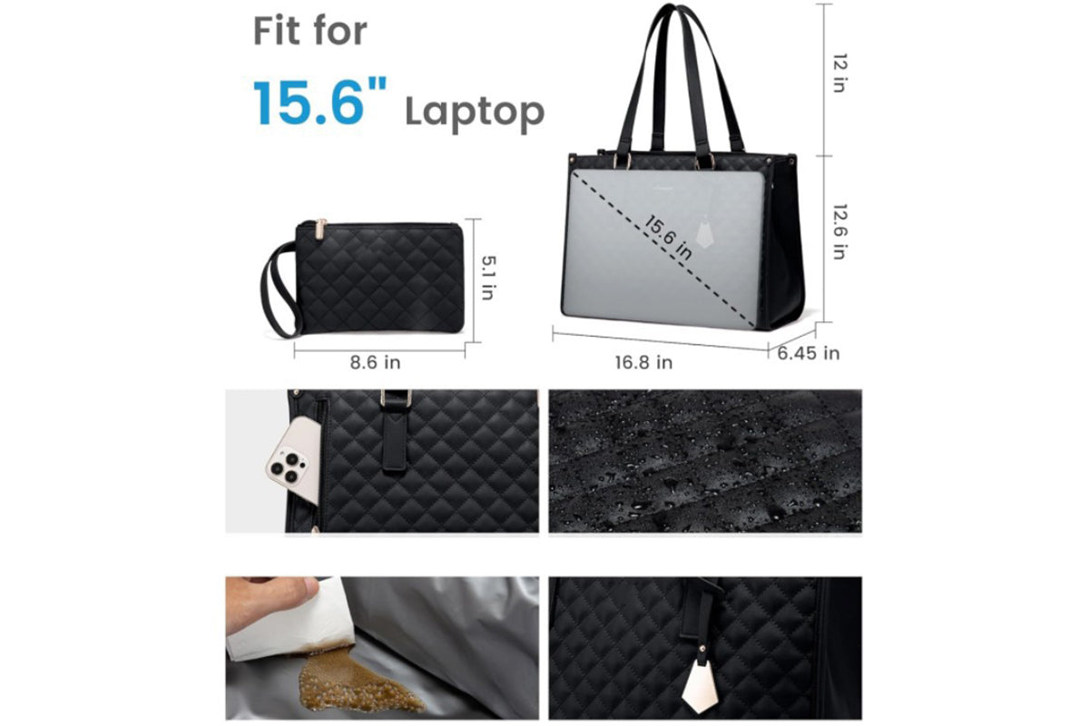 2-in-1 Tote Bag with Insulated Lunch Compartment and Wallet