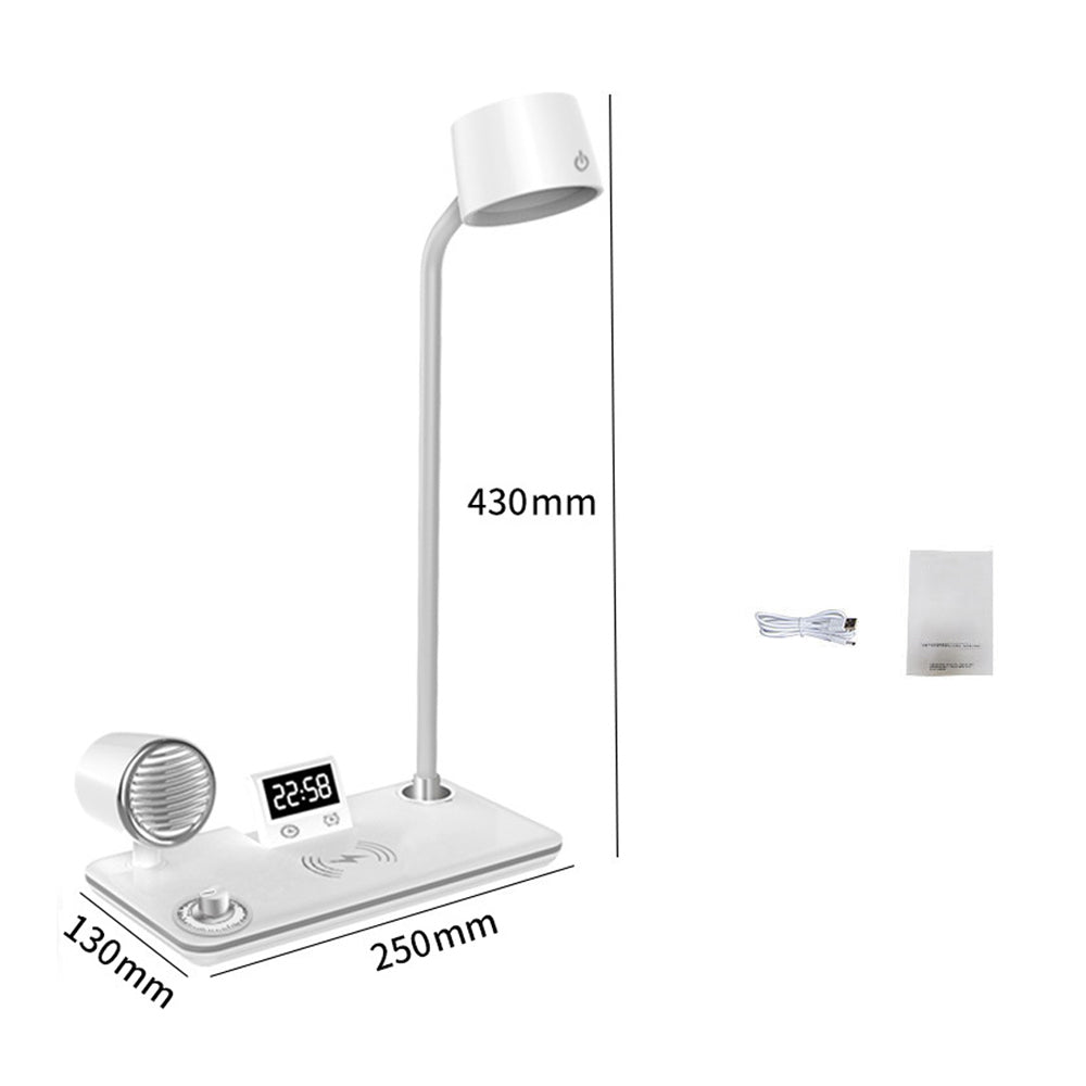 4 in 1 LED Desk Lamp with Wireless Charger Bluetooth Speaker and Alarm Clock