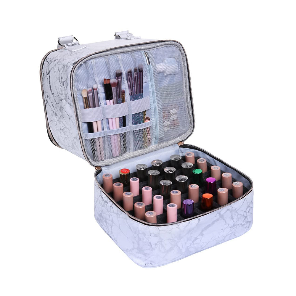 Double Layer Nail Polish Carrying Case Bag Holds 30 Bottles