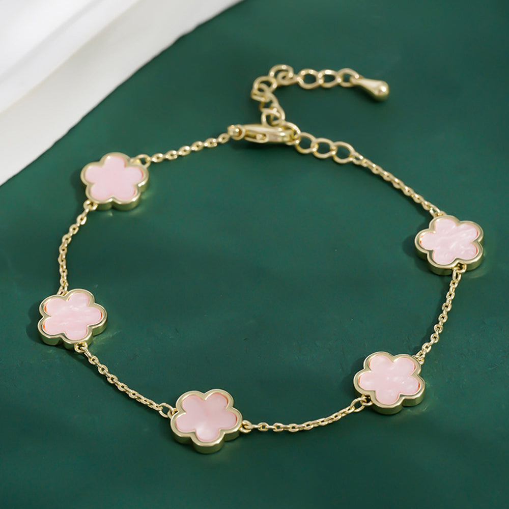 Elegant Clover Charm Bracelet Double Side Stainless Steel Tarnish-Free Bracelet