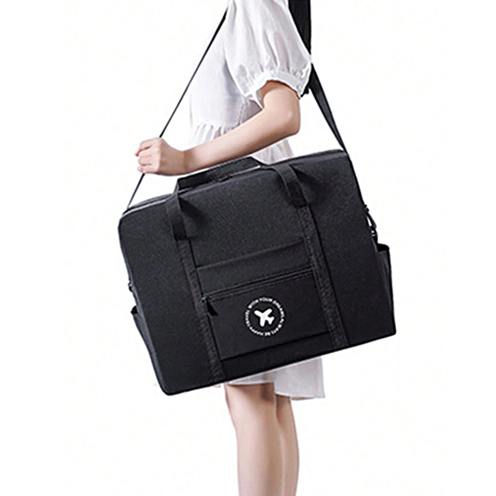 2Pcs Large Capacity Foldable Travel Tote Bag-Black, Grey