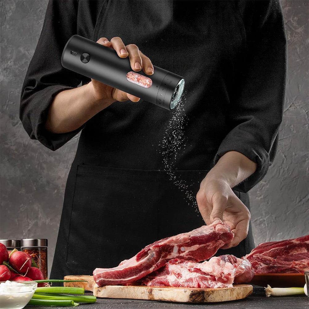 2 Pack Rechargeable Electric Salt Pepper Grinders with 5 Coarseness Levels