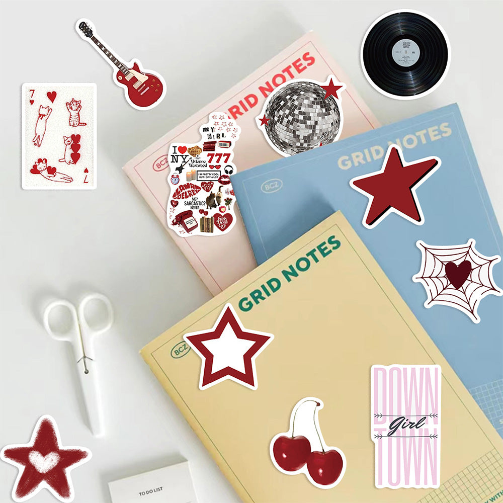 50 Pcs Aesthetic Downtown Girls Stickers Pack Vinyl Waterproof Stickers for Water Bottle Laptop