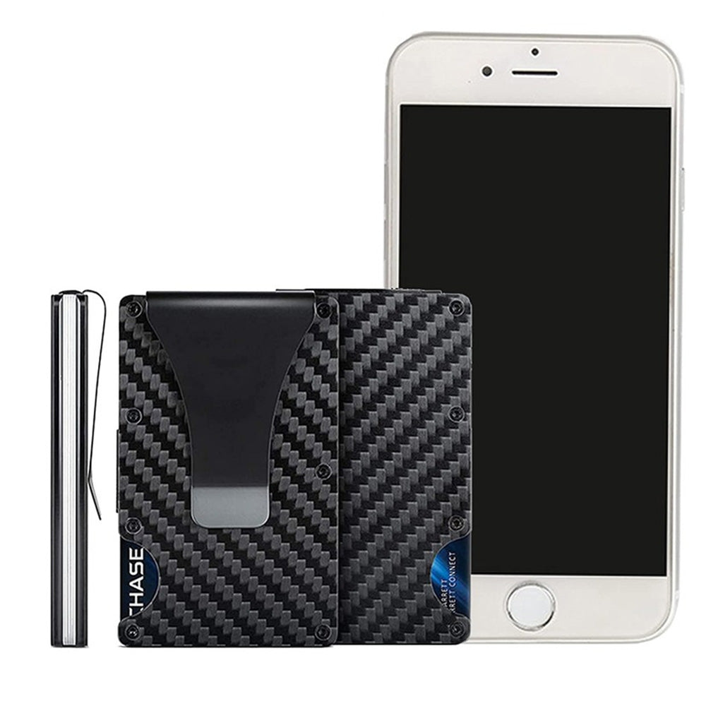 RFID Blocking Carbon Fiber Card Holder Slim Wallet for Men with Anti-Theft Protection